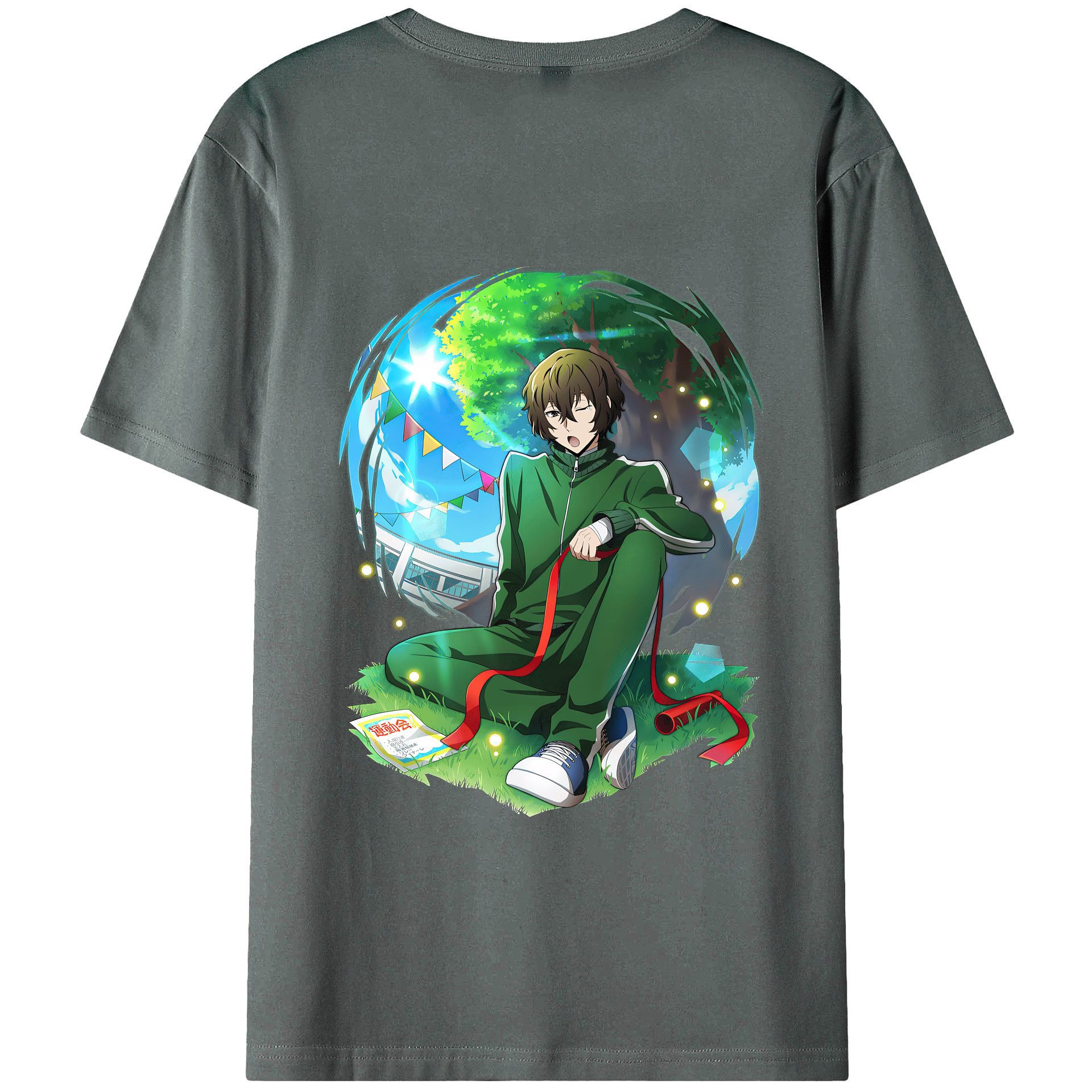 （画像用） 文豪ストレイドッグス Bungo Stray Dogs 綿100％ メンズ半袖Tシャツ（バックプリント） 通気性